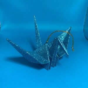 Blue Glitter Oragami Bird Ornament